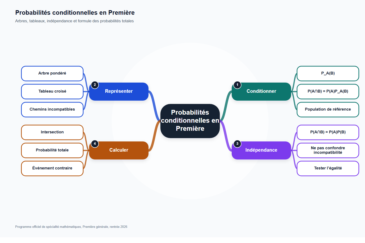 Carte mentale probabilités conditionnelles en première : carte mentale