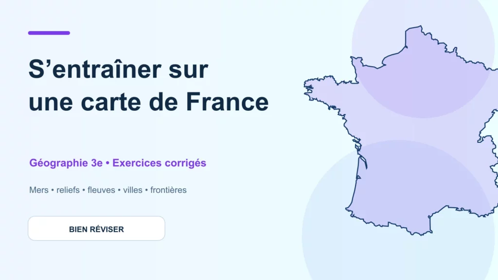 Silhouette de la France illustrant des exercices corrigés de géographie de 3e
