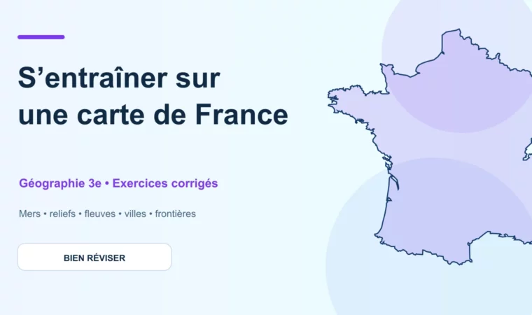 Silhouette de la France illustrant des exercices corrigés de géographie de 3e