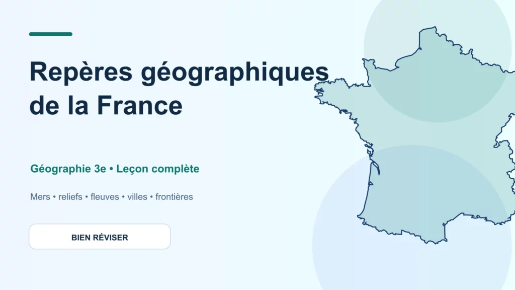 Silhouette de la France illustrant une leçon de géographie de 3e sur les principaux repères