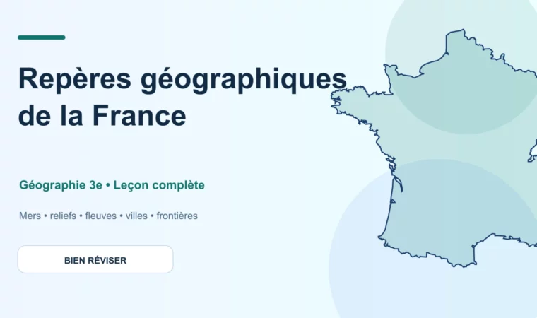 Silhouette de la France illustrant une leçon de géographie de 3e sur les principaux repères